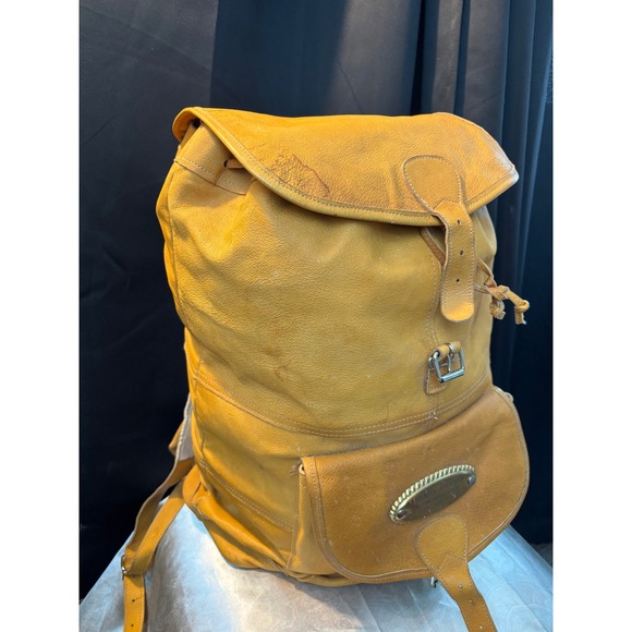 Vintage Amanda Johnson Yellow Leather Backpack Helsinki 1999 Commemorative Bag main image 11